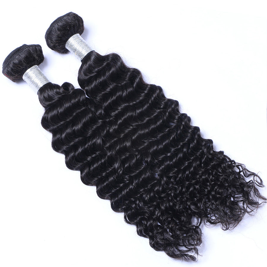 Brazilian Hair Weave Deep Wave Weft Human Hair Bundles 2pcs/lot