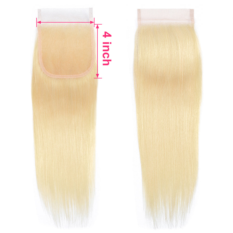 Blonde human hair lace closure