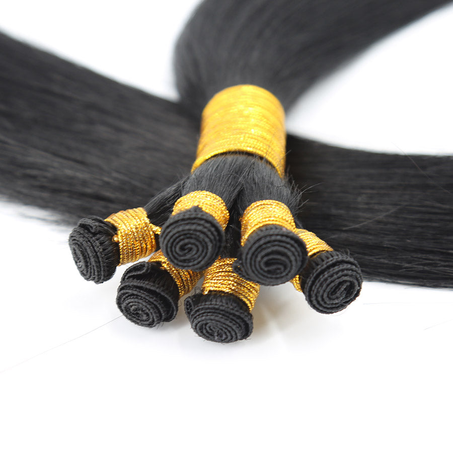 black human hair hand tied weft for women