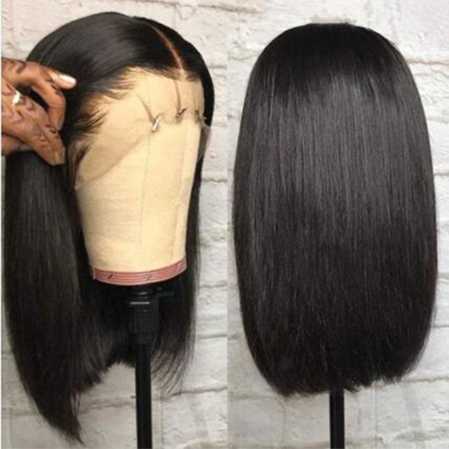 Black bob wig with human hair