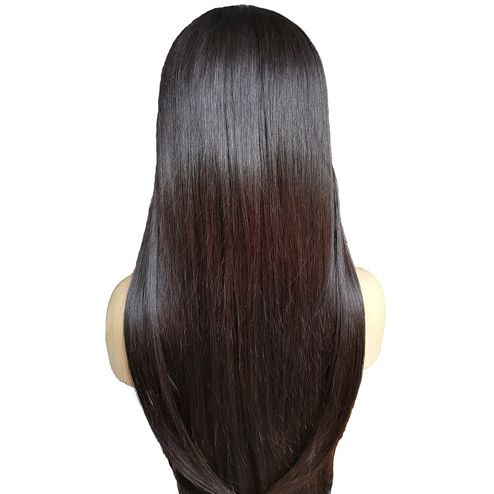 luxury long black virgin hair wig