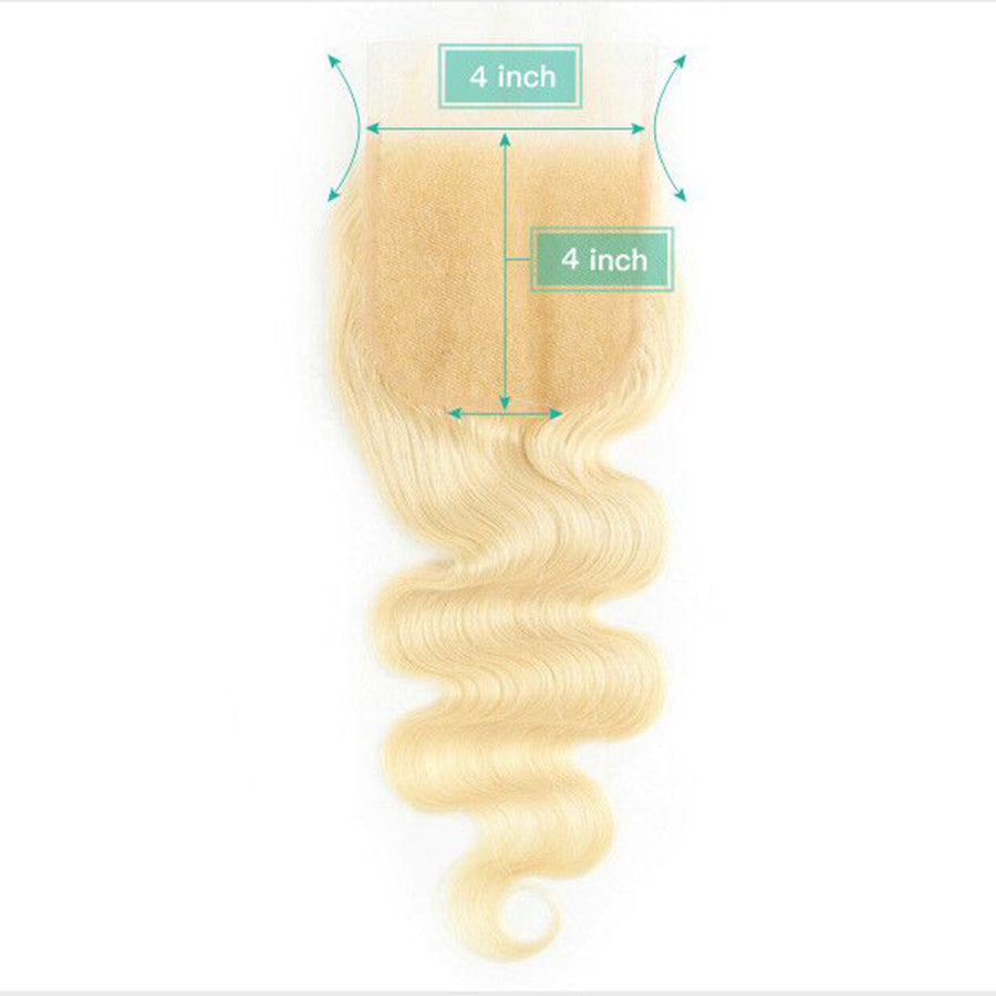 blonde human hair lace closure size