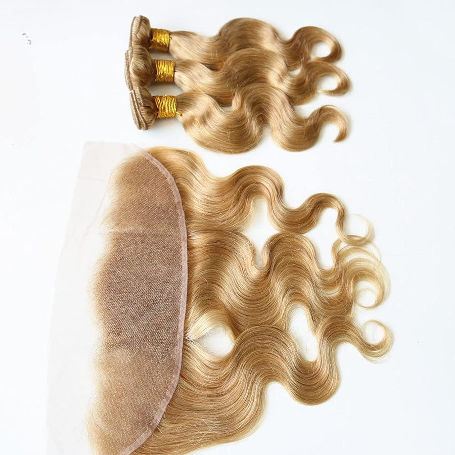 honey blonde human hair bundles with lace frontal