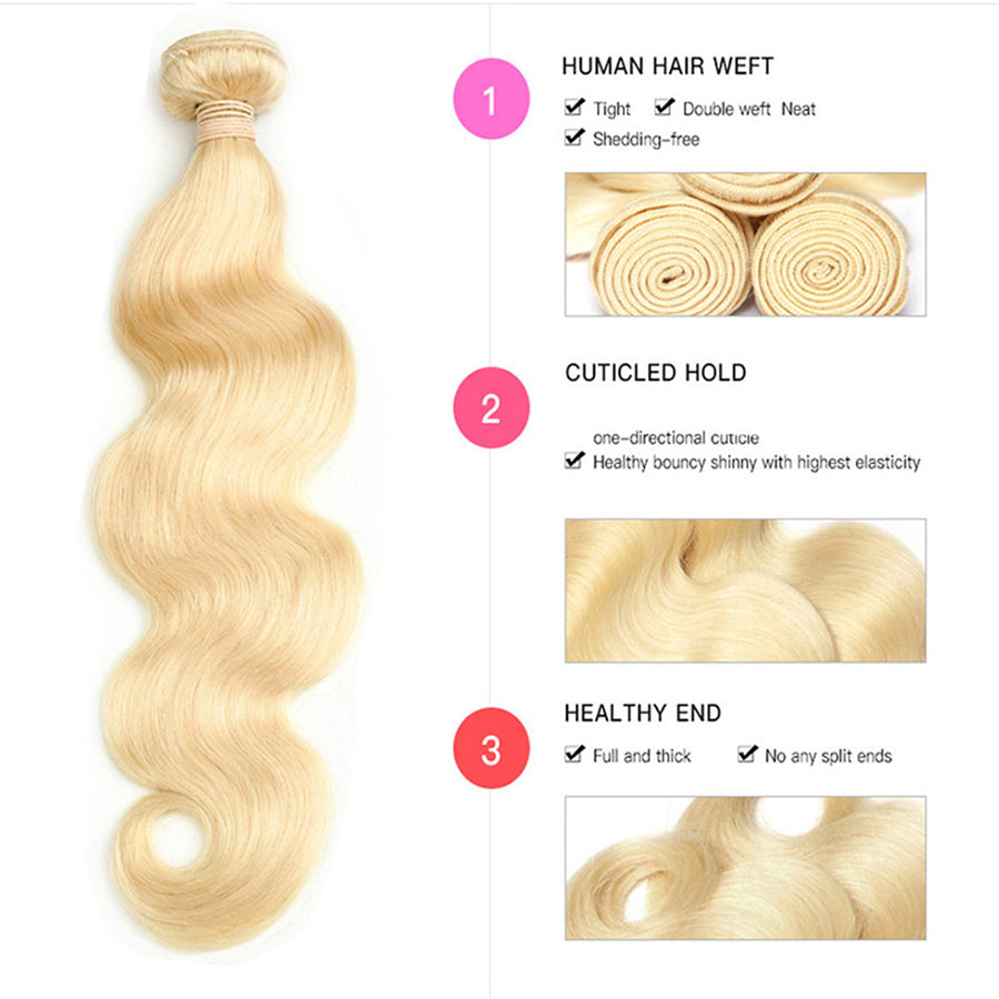 613 blonde human hair weave bundle details